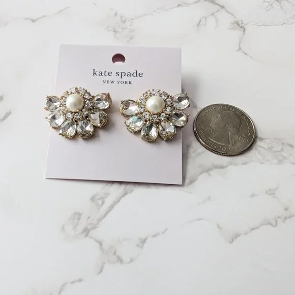 Kate Spade New York Pearl Crystal Cluster Earrings - Picture 4 of 4